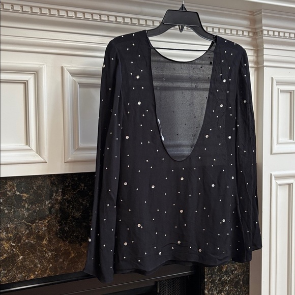 Zara sparkly black studded open back long sleeve top sz.S - Picture 9 of 16